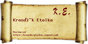 Kresák Etelka névjegykártya